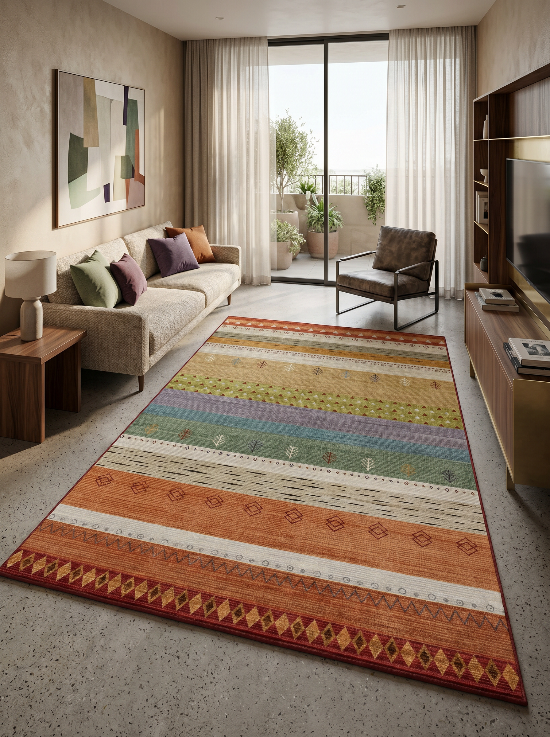 yıkanabilir kaymaz taban şönil dokuma halı 80x200 renkli
