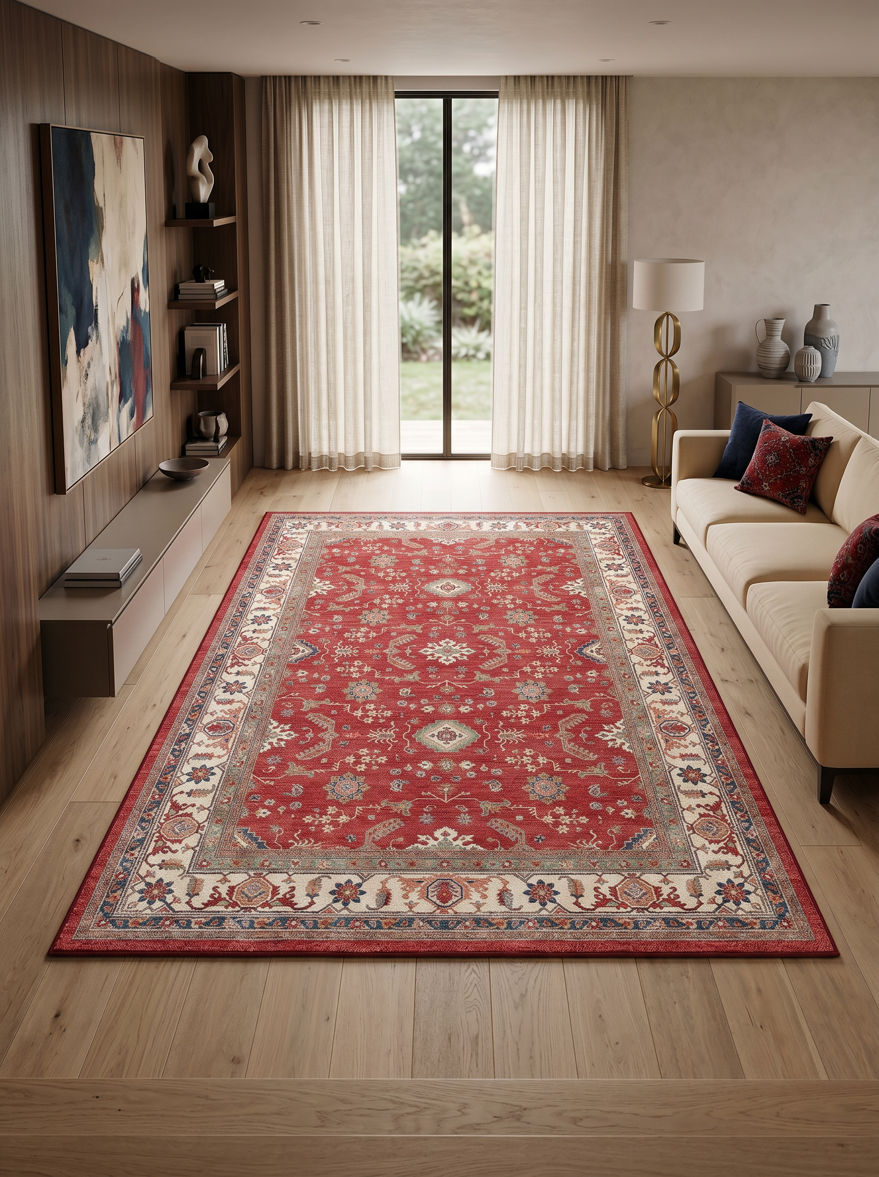 yıkanabilir kaymaz taban şönil dokuma halı 200x290 (6 m²) kirmizi; renkli