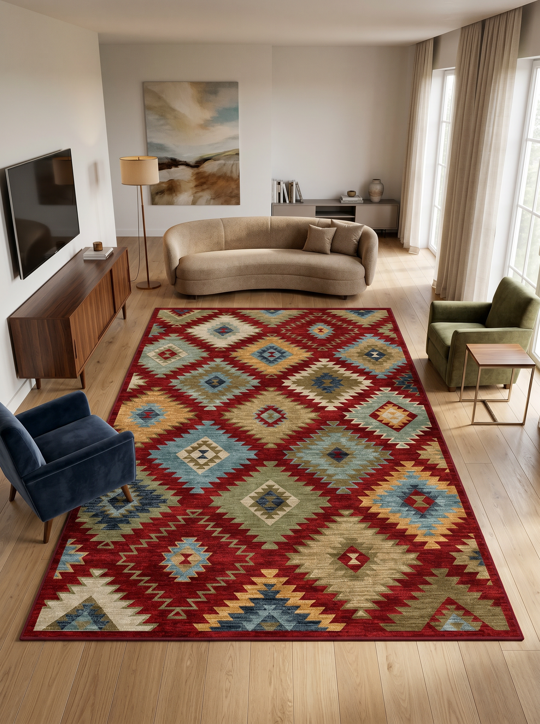 yıkanabilir kaymaz taban şönil dokuma halı 120x180 kirmizi; renkli