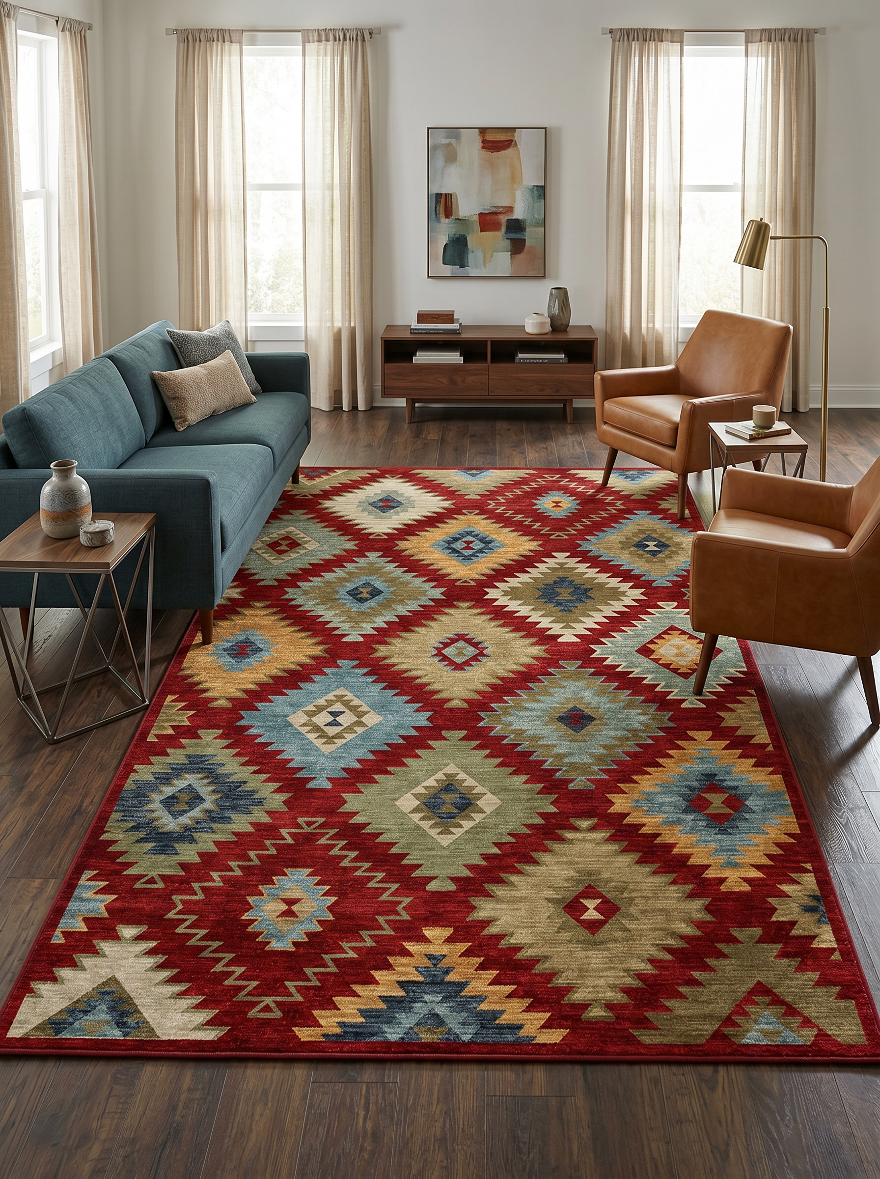 yıkanabilir kaymaz taban şönil dokuma halı 160x230 (4 m²) kirmizi; renkli