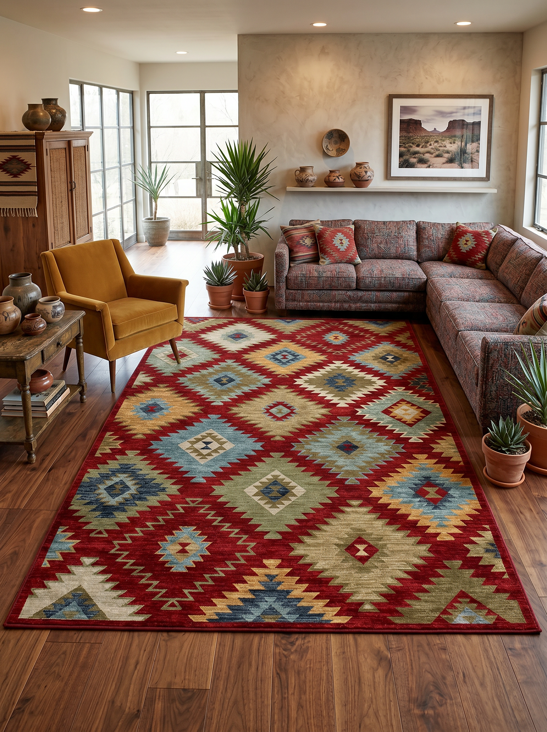 yıkanabilir kaymaz taban şönil dokuma halı 200x290 (6 m²) kirmizi; renkli