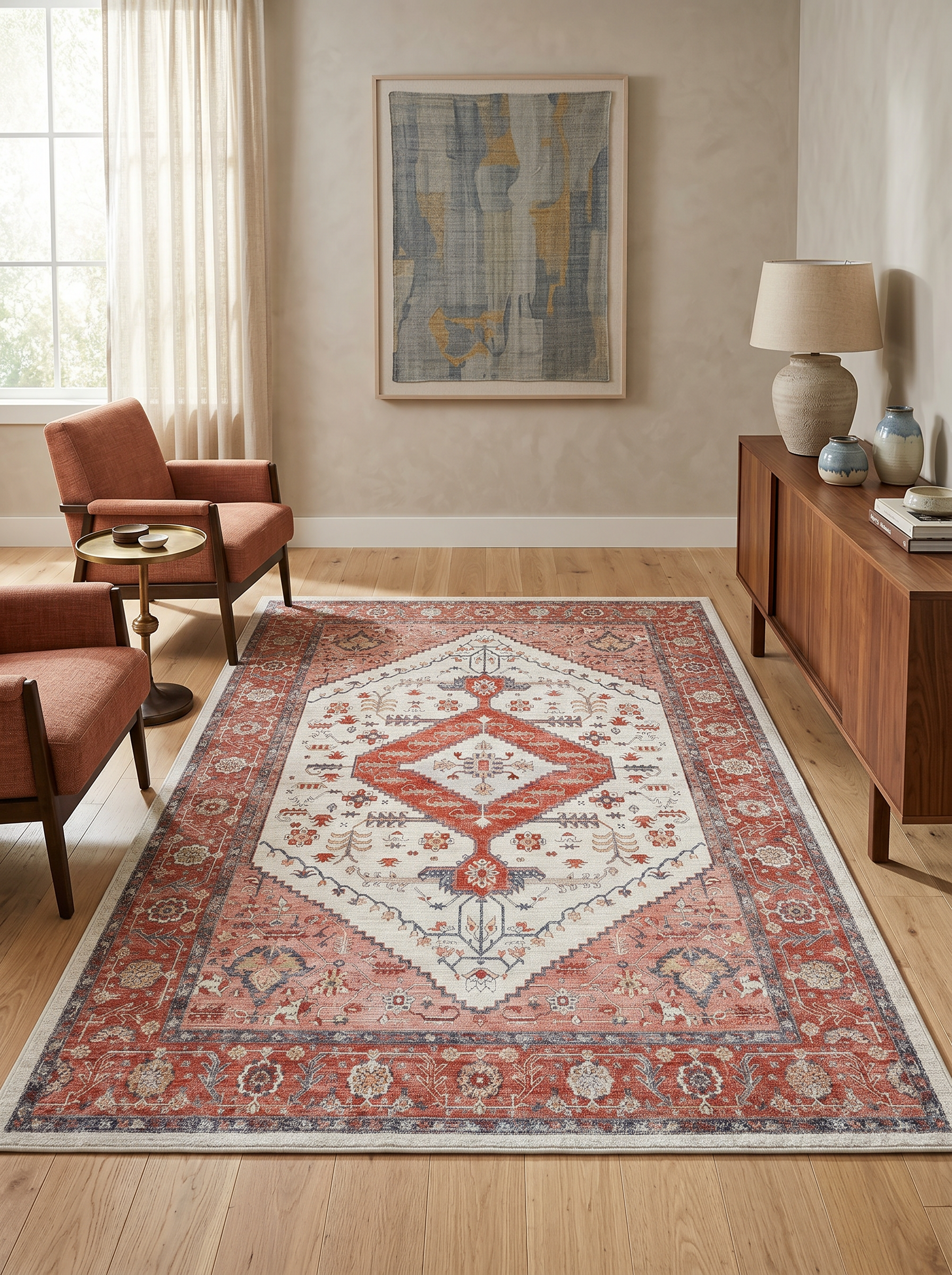 yıkanabilir kaymaz taban şönil dokuma halı 160x230 (4 m²) kirmizi; gul-kurusu