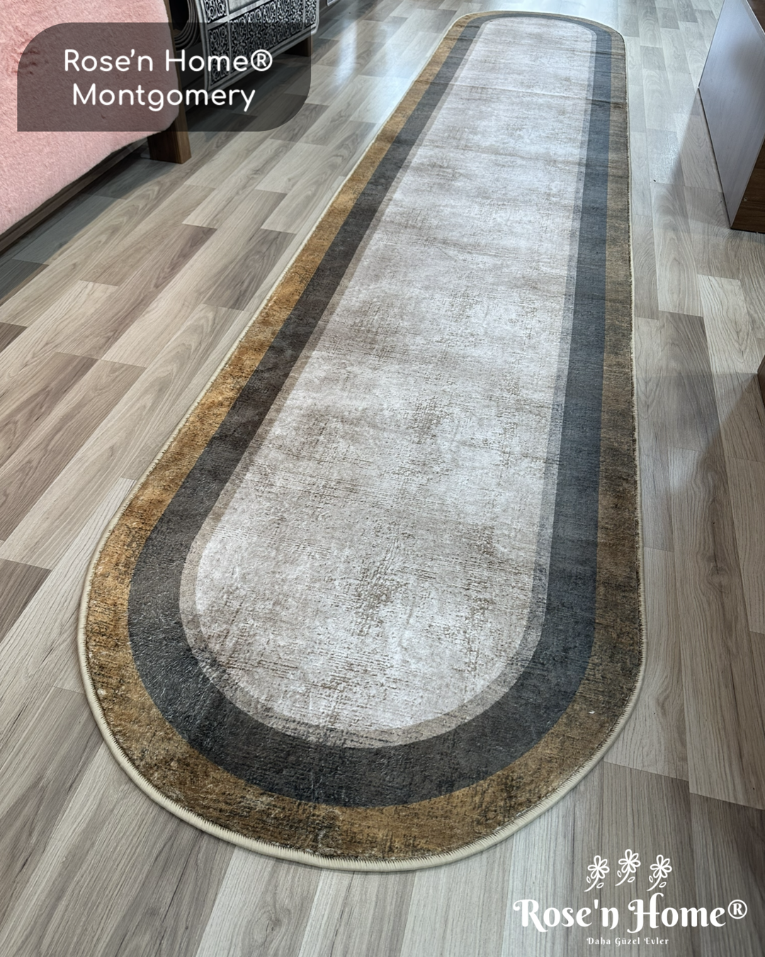 MONTGOMERY - Kaymaz Deri Taban Makinede Yıkanabilir Salon Oturma Odası Mutfak Halısı
