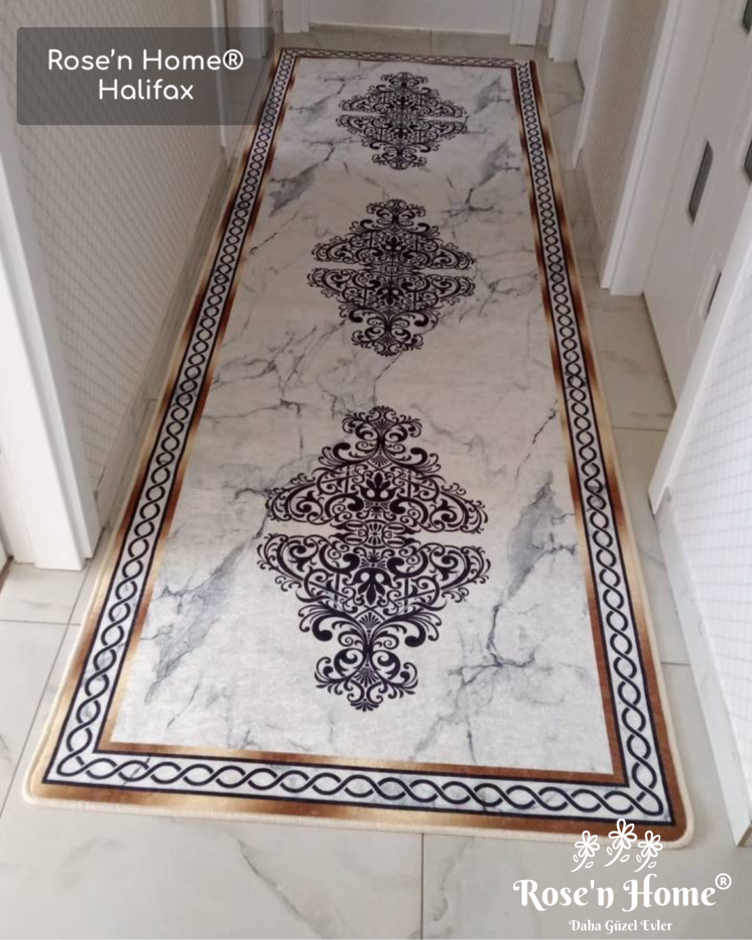 HALİFAX - Kaymaz Deri Taban Makinede Yıkanabilir Salon Oturma Odası Mutfak Halısı
