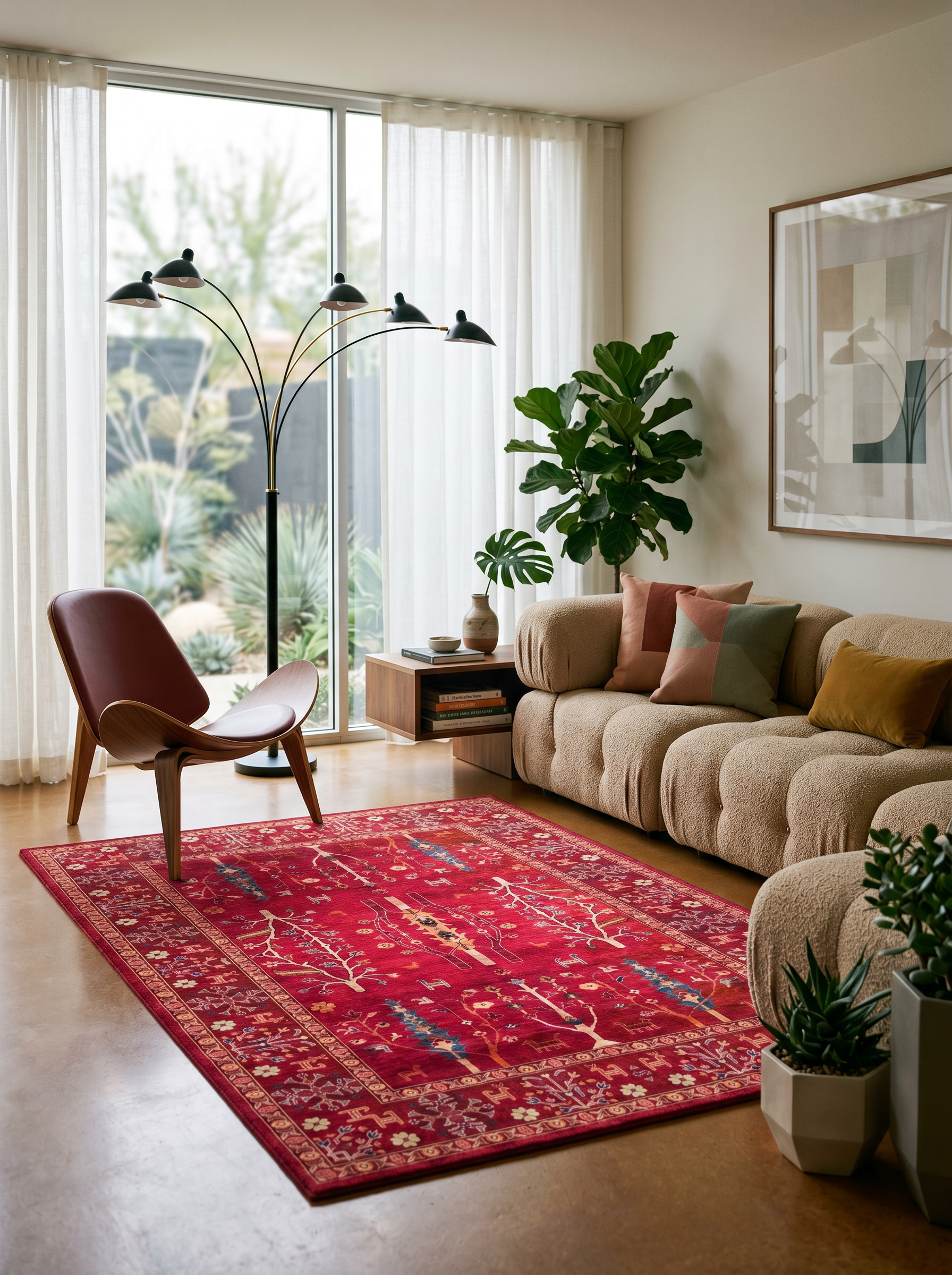 yıkanabilir kaymaz taban şönil dokuma halı 160x230 (4 m²) kirmizi; renkli