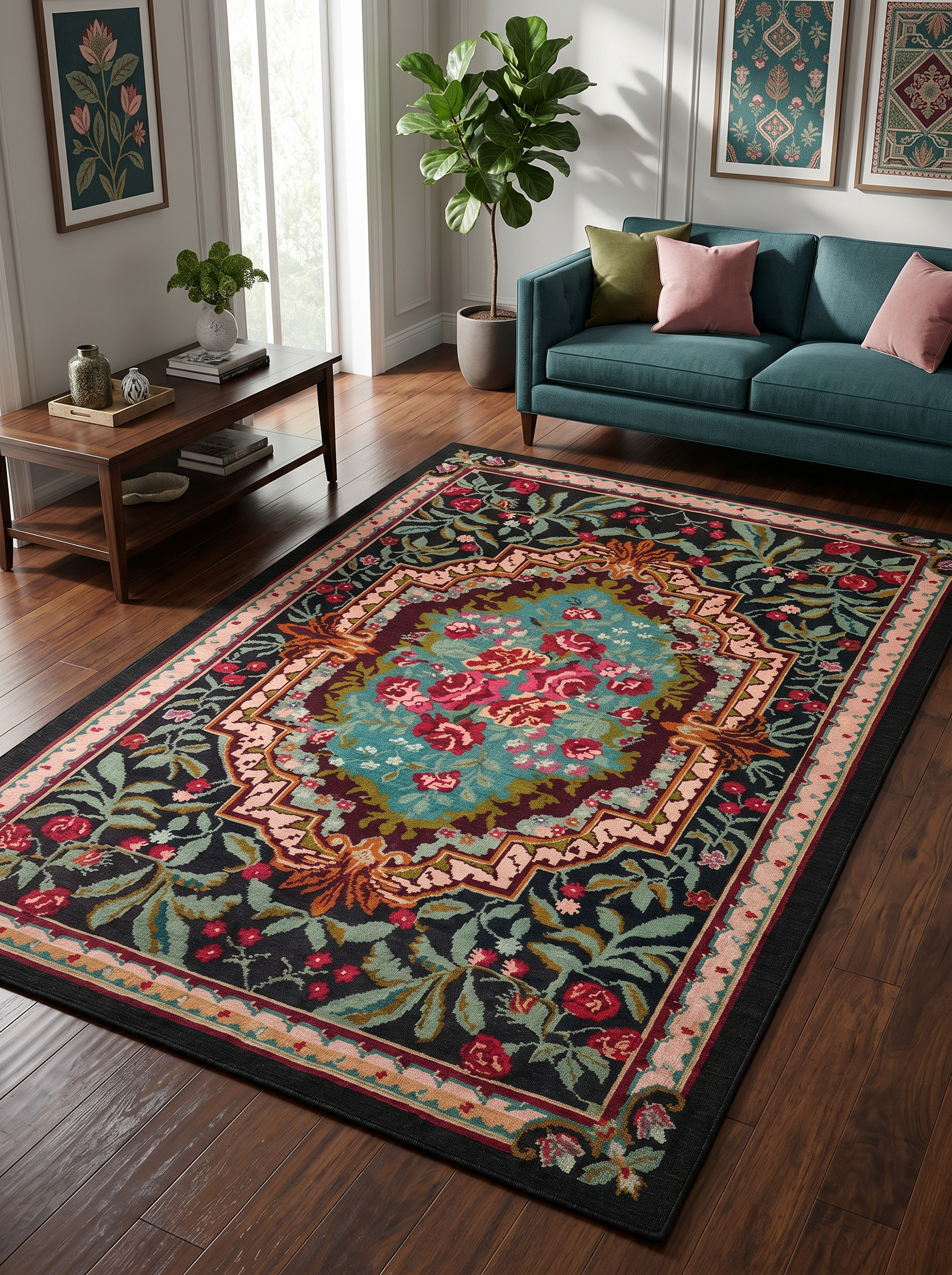 yıkanabilir kaymaz taban şönil dokuma halı 80x200 siyah; renkli