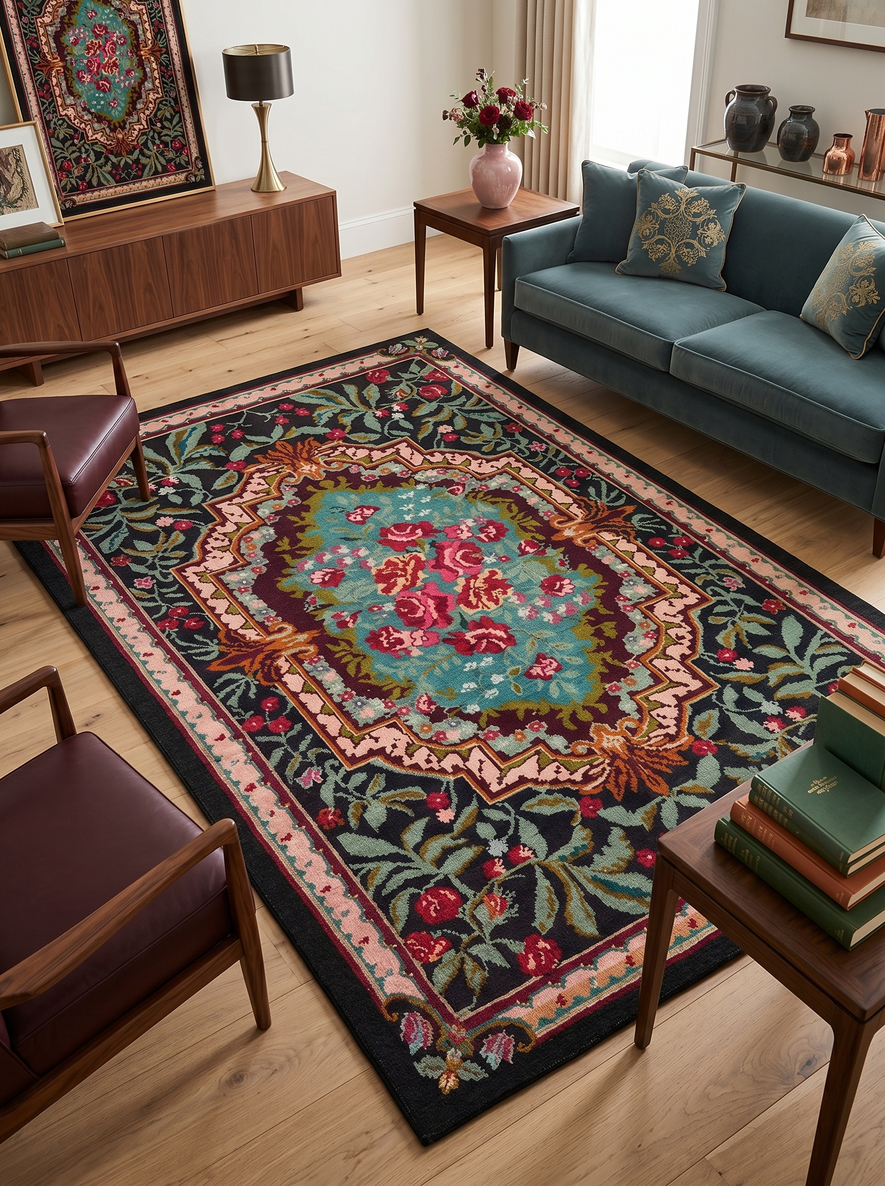 yıkanabilir kaymaz taban şönil dokuma halı 120x180 siyah; renkli