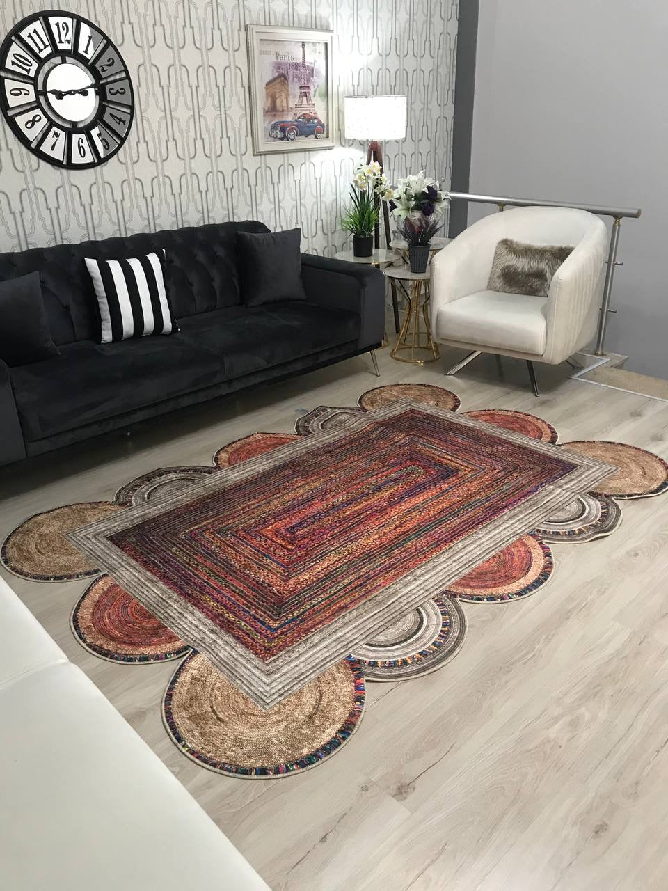 ORİENT - Kaymaz Deri Taban Makinede Yıkanabilir Salon Oturma Odası Mutfak Halısı