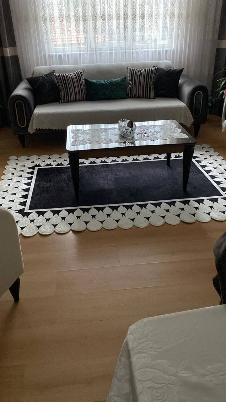 FUGA - Kaymaz Deri Taban Makinede Yıkanabilir Salon Oturma Odası Mutfak Halısı